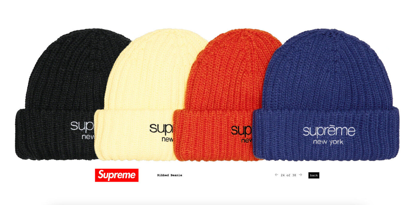 Supreme Ribbed Beanie - Dark Royal Blue FW22 (Brand New)
