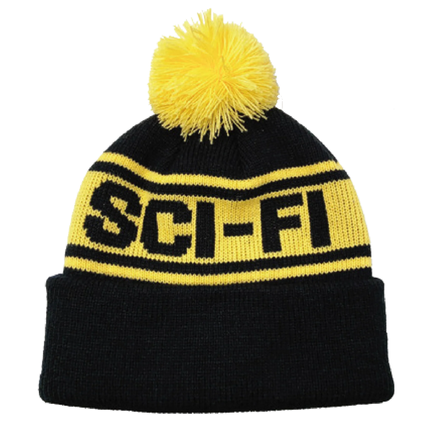 Sci-Fi Fantasy Puff Ball Beanie Yellow & Black New Jerry Hsu