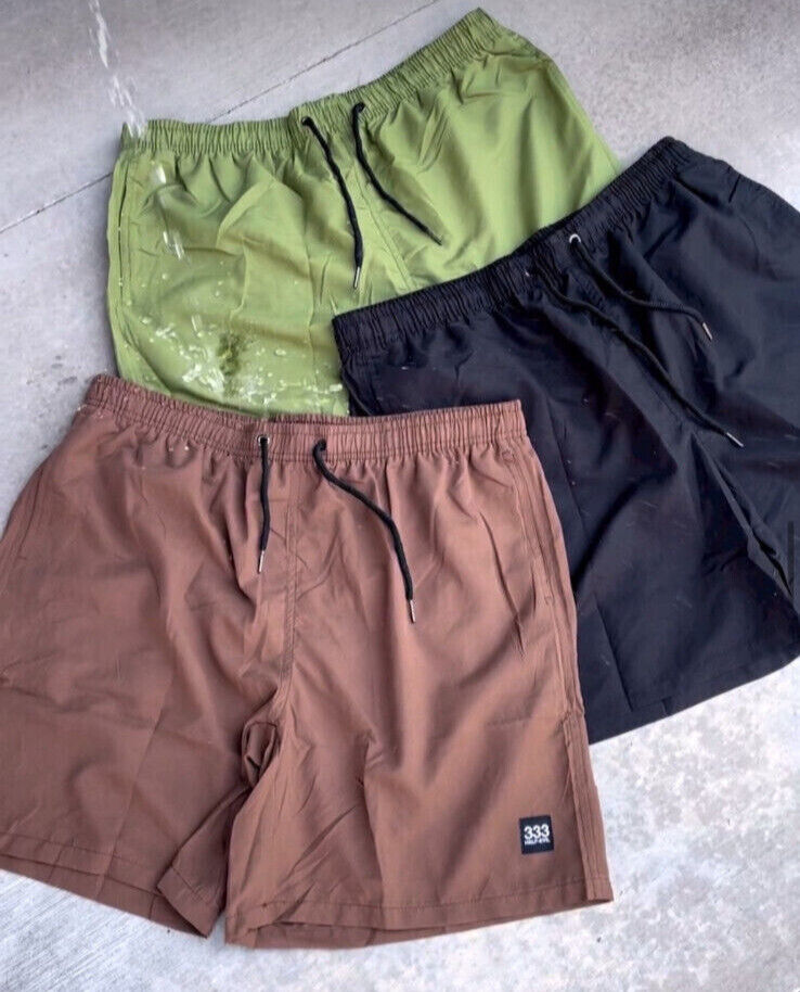 Half Evil 333 Nylon Water Reactive Shorts/Swim Trunks Green Size Large