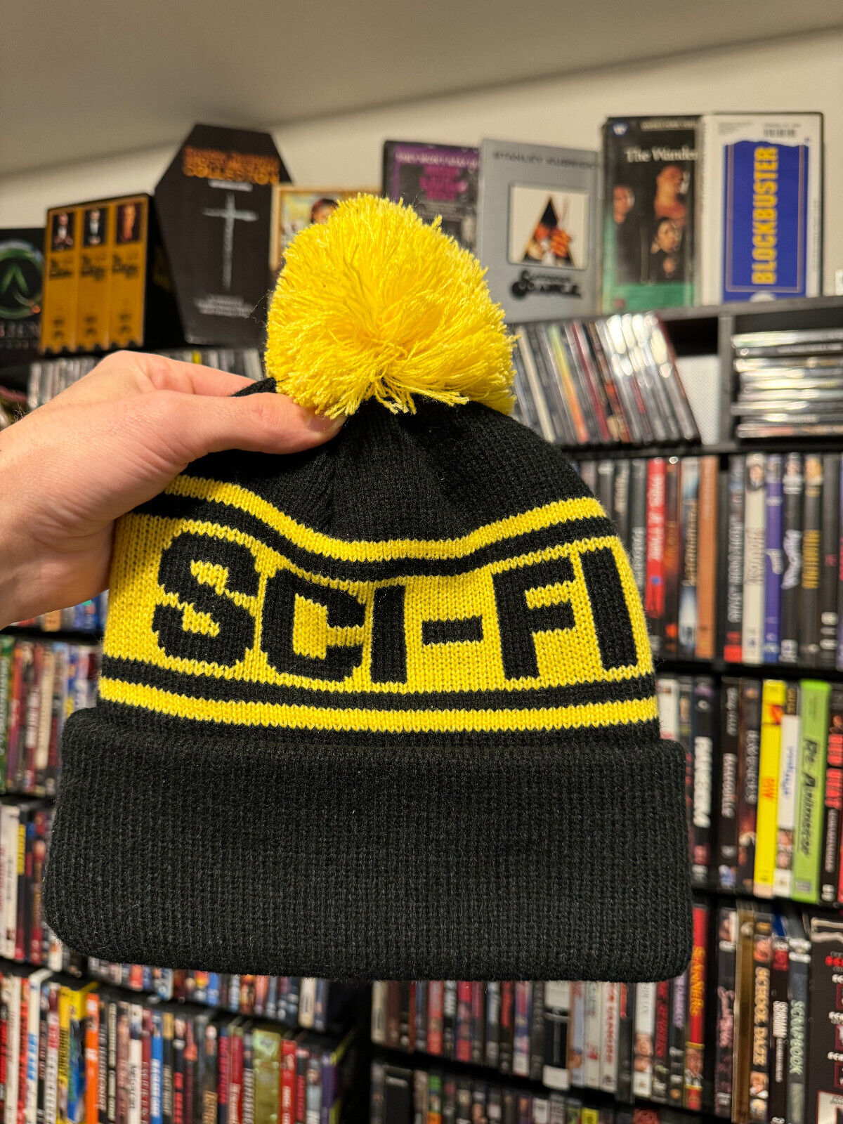 Sci-Fi Fantasy Puff Ball Beanie Yellow & Black New Jerry Hsu