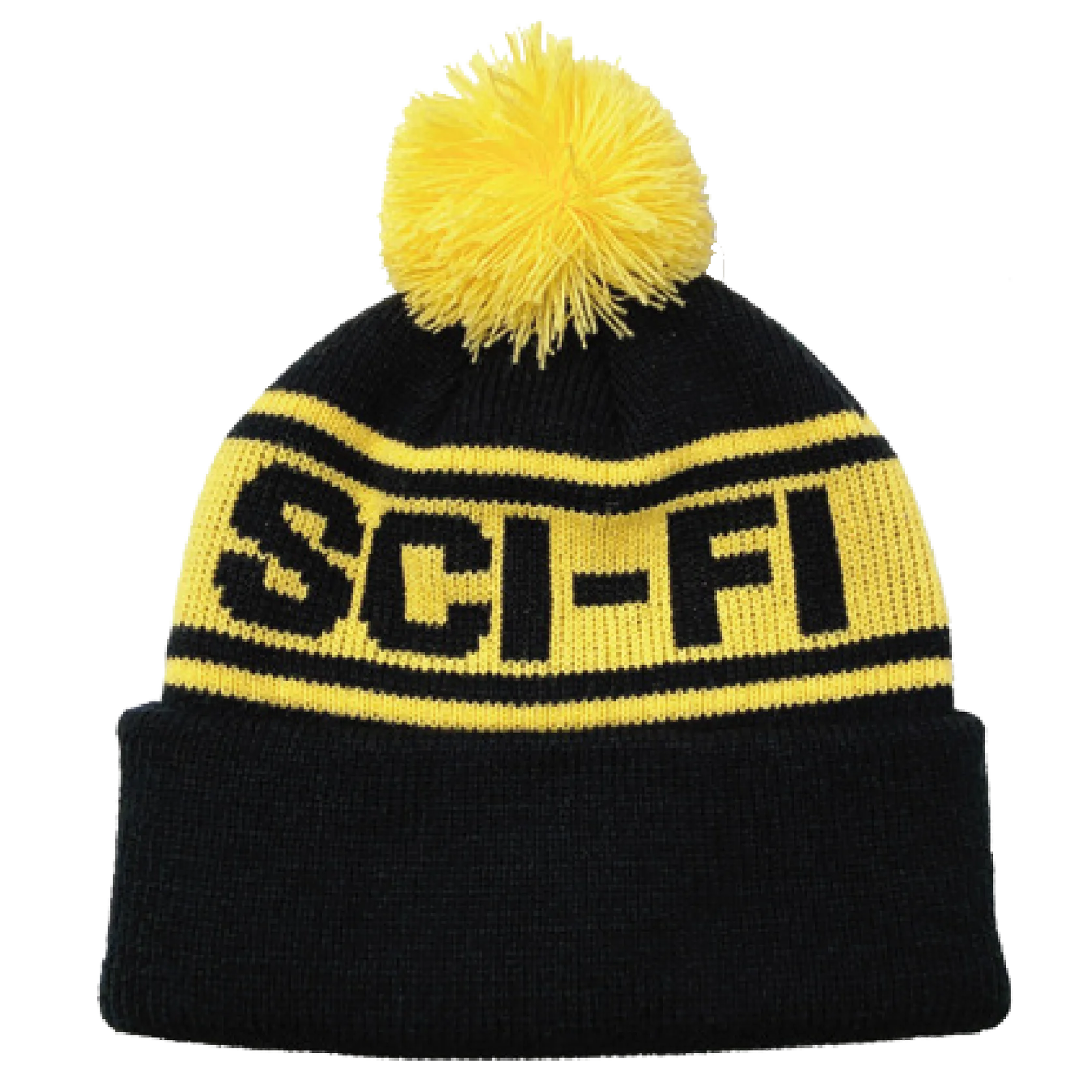 Sci-Fi Fantasy Puff Ball Beanie Yellow & Black New Jerry Hsu
