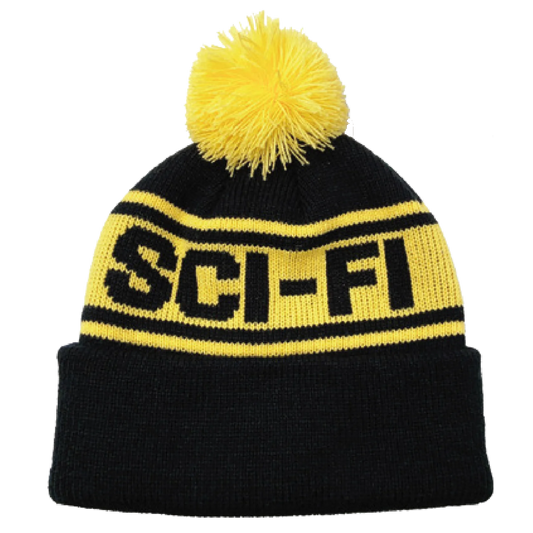 Sci-Fi Fantasy Puff Ball Beanie Yellow & Black New Jerry Hsu
