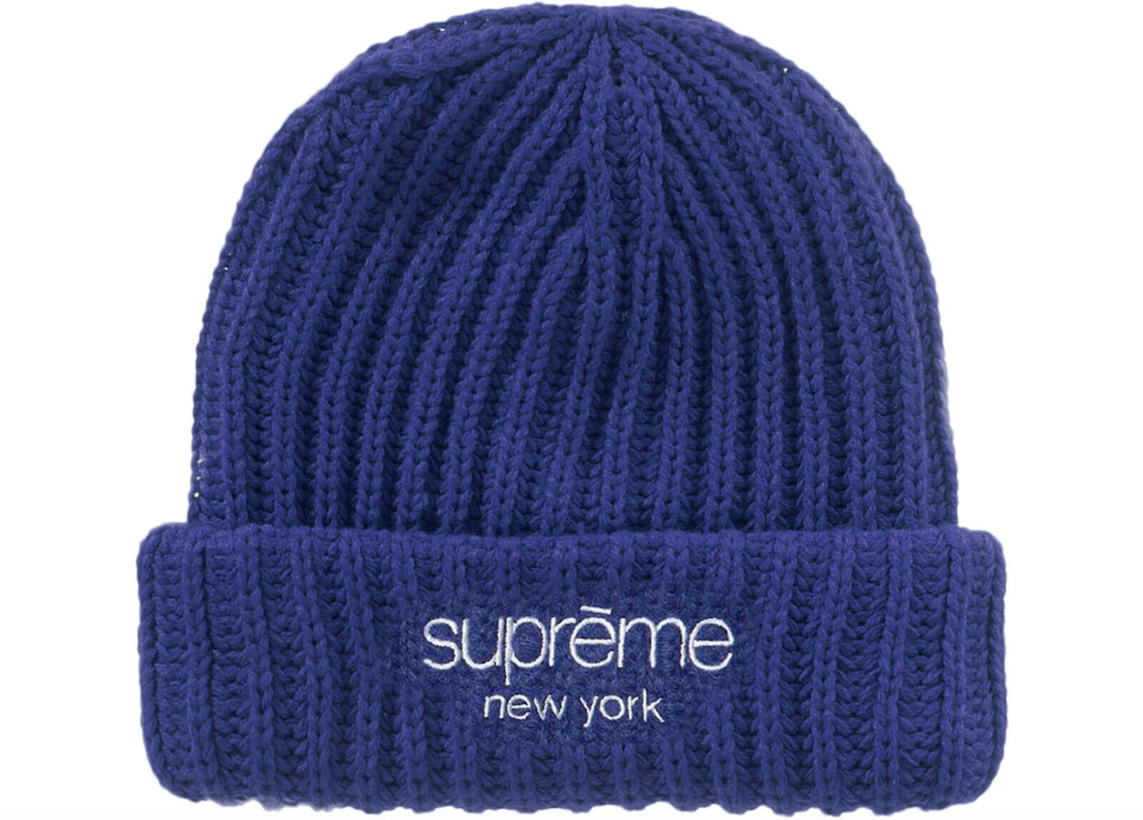 Supreme Ribbed Beanie - Dark Royal Blue FW22 (Brand New)